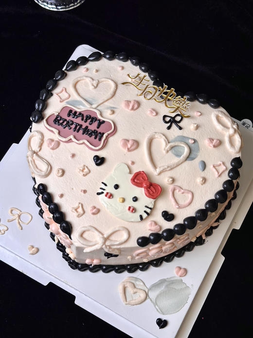 爱心kitty猫手绘蛋糕 商品图1