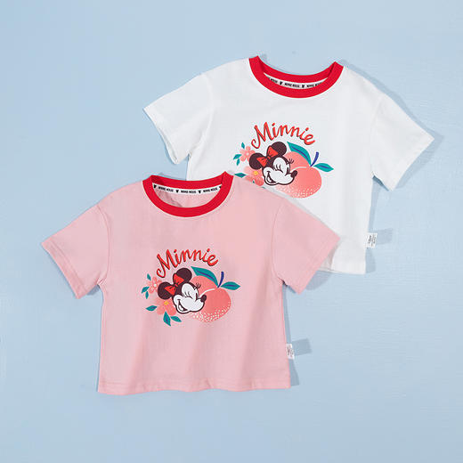 迪士尼【5A抑菌】24夏季女童短袖T恤米妮IP纯棉透气上衣凉感T恤ZD2DS038 商品图6