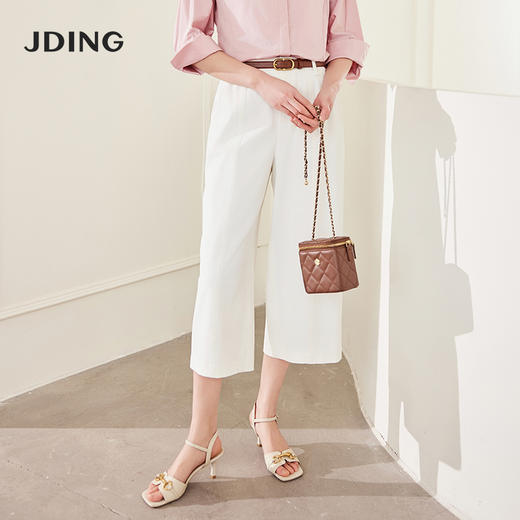 【商场同款】CJTJ416 “ 凉感通勤裤 ”  米白色调低调娴静 宽松廓形 舒适透气 立体拼缝设计更显瘦好穿 白色阔腿裤 商品图7