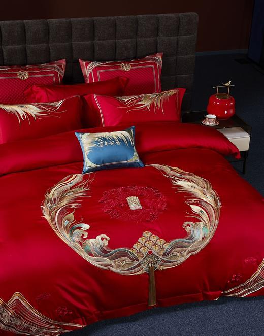 利路米高端婚庆大红色龙凤婚房全棉喜被六件套--锦绣良缘 商品图1