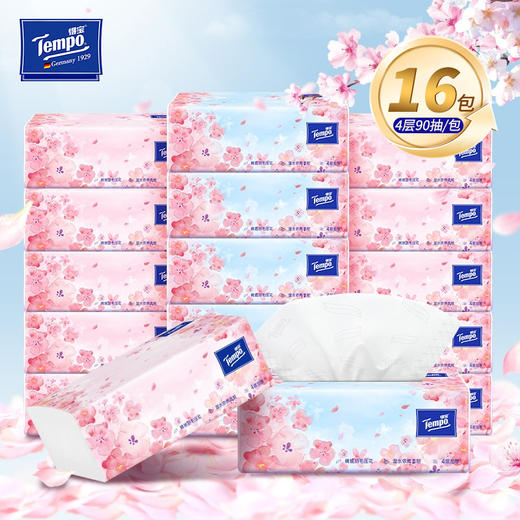T2284-A 得宝90抽四层(樱花味)抽纸(1×16)装/箱   1箱    4层90抽x16包/箱6901236321591 商品图0