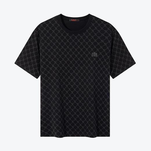 【液氨纯棉】柒牌男士短袖T恤夏季新款时尚字母满印休闲圆领上衣	126T71820 商品图4