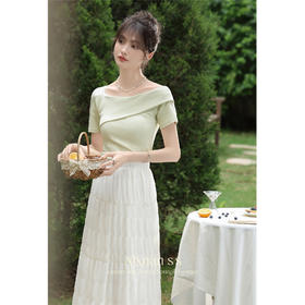 鹿向南「密竹翠隐」法式短袖t恤女2024夏季新款不规则设计感上衣