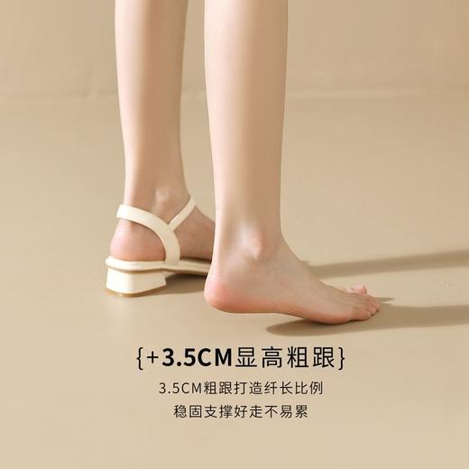ZHR则则凉鞋女2024新款夏季一字带中跟鞋网红ins公主风粗跟凉鞋女 商品图4