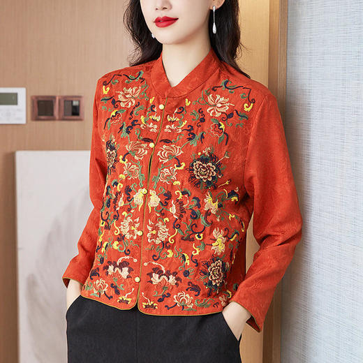 TZF-全幅刺绣带衬里短外套中国风复古小外套 商品图1