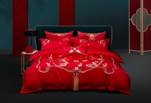 利路米家纺大红色刺绣婚庆六件套喜被百子添福 商品图1