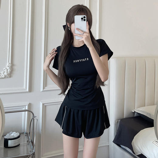 【超仙！洋气显瘦泳衣两件套】自带安全打底裤，游泳、温泉、瑜伽一套搞定，各种身材轻松驾驭！女款分体运动简约休闲保守显瘦遮肉遮肚泡温泉泳衣 商品图2