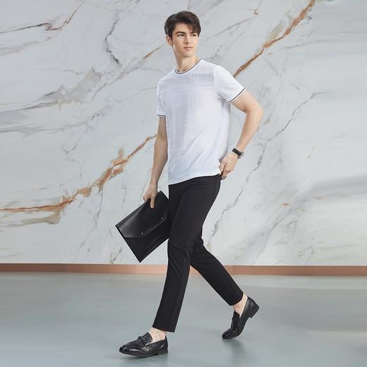 【高端系列】柒牌男装短袖T恤男士2024夏季新款格纹提花肌理体恤	126T72300 商品图3