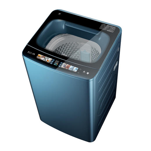 美的（Midea）MB100S9DQ 波轮全自动洗衣机 石砾青 门盖石砾青,白玻,黑色丝印 钢化玻璃 波轮式 商品图3