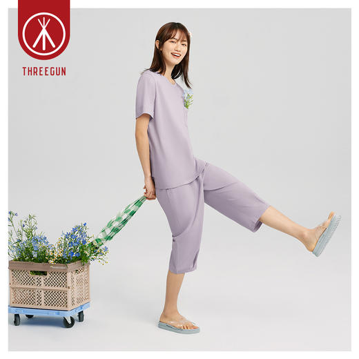 Threegun三枪 【沁凉薄棉】圆领短袖女士T恤衫-24084A011 商品图5