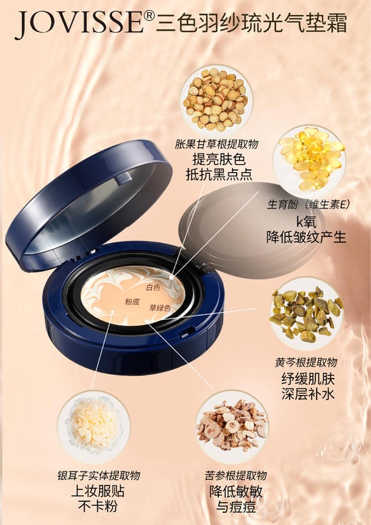 JOVISSE三色拉花气垫*2盒送奢宠哑光口红（锦鲤色）*1支 商品图2