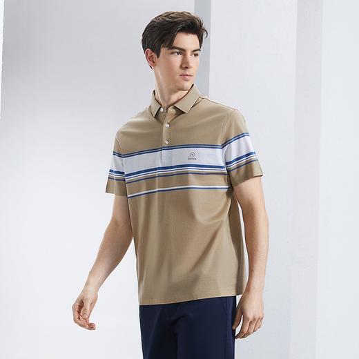 【5A抗菌2A防螨】柒牌丝光棉短袖polo衫男士夏季新款撞色条纹上衣	126T71230 商品图1