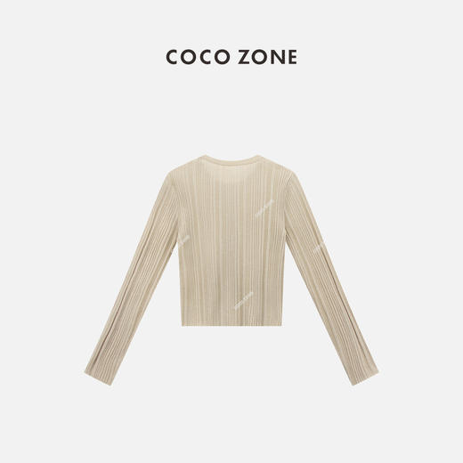 COCO ZONE2024"奶杏针织"简约竖条纹圆领针织开衫纯色单排扣上衣CC1B0913 商品图1