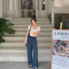 【金蘑菇菇 瘦瘦开叉裤】高腰垂感质感休闲裤小个子显腿长 商品缩略图0