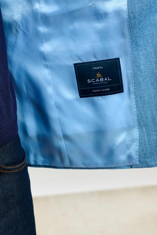 Scabal Taormina 陶尔米纳 Bamboo Viscose 竹纤维蓝色全麻衬单西 商品图8