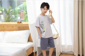 【单件6折/2件5折】【秀黛】男童恐龙印花短袖套装儿童夏季睡衣L2441008T【门店同款】