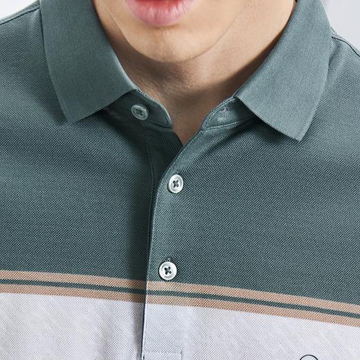 【5A抗菌2A防螨】柒牌丝光棉短袖polo衫男士夏季新款撞色条纹上衣	126T71230 商品图2