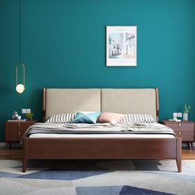 北欧风实木床#112耳朵床胡桃色（齐）