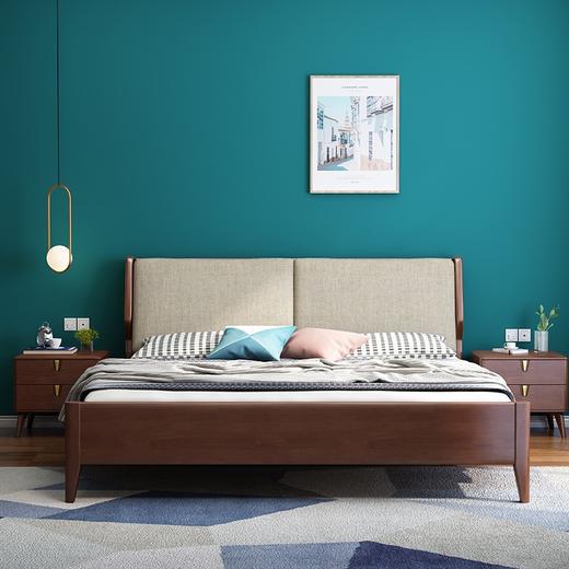 北欧风实木床#112耳朵床胡桃色（齐） 商品图0