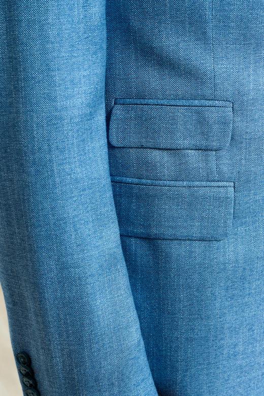 Scabal Taormina 陶尔米纳 Bamboo Viscose 竹纤维蓝色全麻衬单西 商品图6