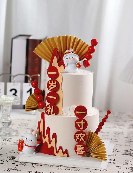 新中式兔宝宝周岁蛋糕 商品图0