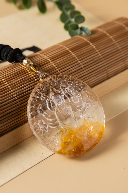 天然巴西黄礁花吊坠 商品图3