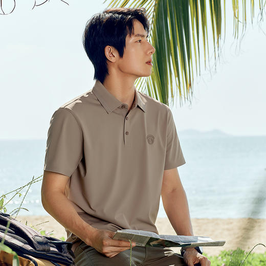 【无缝压胶】柒牌男装短袖polo衫男夏季新款商务百搭高弹翻领T恤	126T73220 商品图1