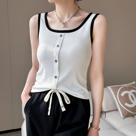 2024新款小香风棉螺纹纽扣背心【FF24506-108】 商品图1