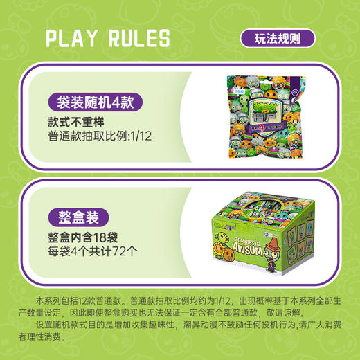 潮昇正版植物大战僵尸奇趣粒公仔萌物盲袋盒儿童豌豆射手大嘴花玩偶 商品图4