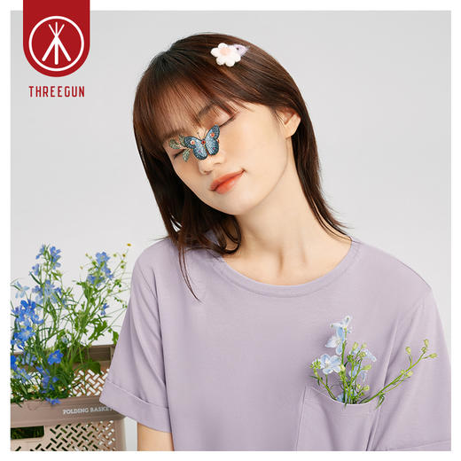 Threegun三枪 【沁凉薄棉】圆领短袖女士T恤衫-24084A011 商品图3