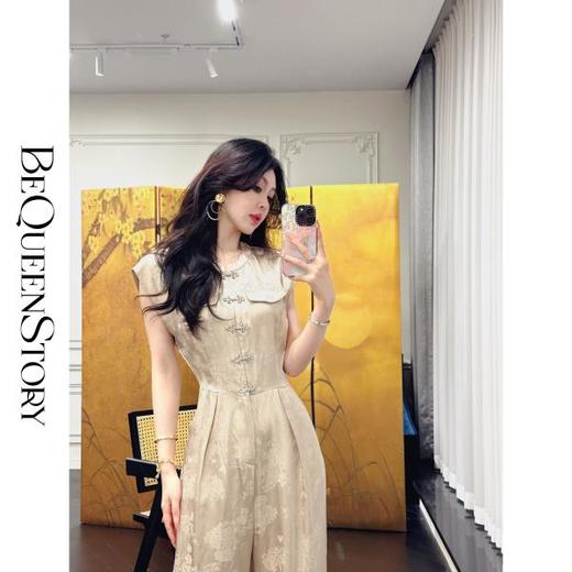 【孤品样衣，不退不换】 【月夜山风】中式国风提花设计感透气吸湿高腰连体裤夏季新款 商品图4