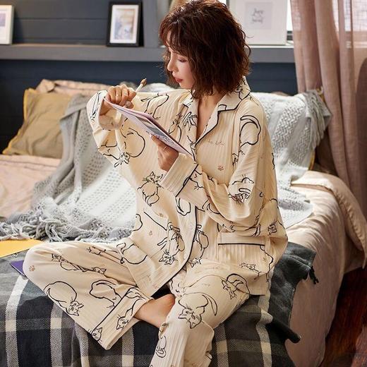 ALBB-睡衣女春秋季纯棉100%长袖卡通套装韩版加长款加肥秋女家大码 商品图7