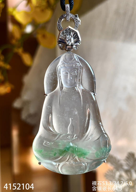玻璃种飘翠观音吊坠【4152104】具体价格微信咨询 商品图1