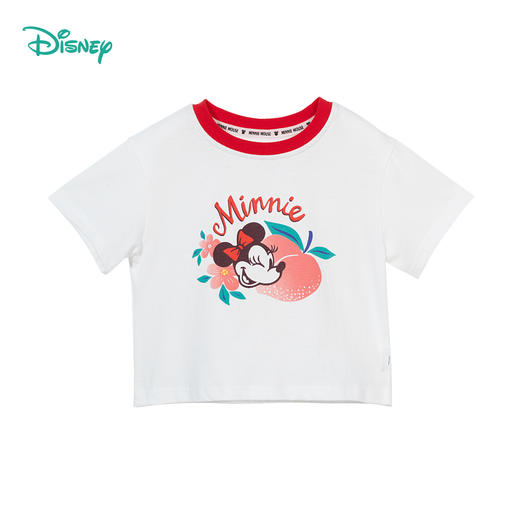迪士尼【5A抑菌】24夏季女童短袖T恤米妮IP纯棉透气上衣凉感T恤ZD2DS038 商品图4