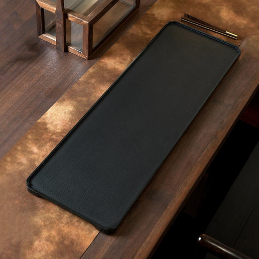 陆羽苏窗茶盘 乌金石茶盘轻奢现代家用干泡台乌金石茶具托盘茶台石板 商品图9