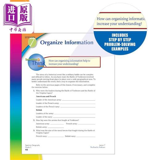 【中商原版】光谱练习册 地理 五年级 Spectrum Geography Grade 5 英文原版 进口图书 小学教辅参考书 Carson Dellosa 商品图2