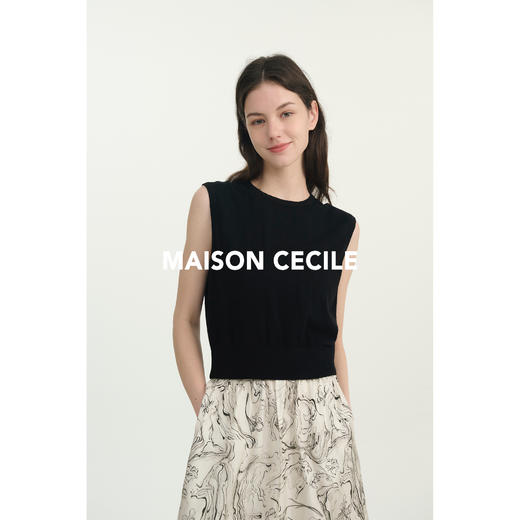 MAISON CECILE必入款/百搭三色真丝羊毛显比例针织背心 商品图1