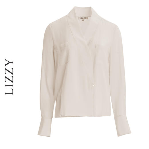 LIZZY  优雅简约新中式重磅真丝西装式V领衬衫上衣7443 商品图5