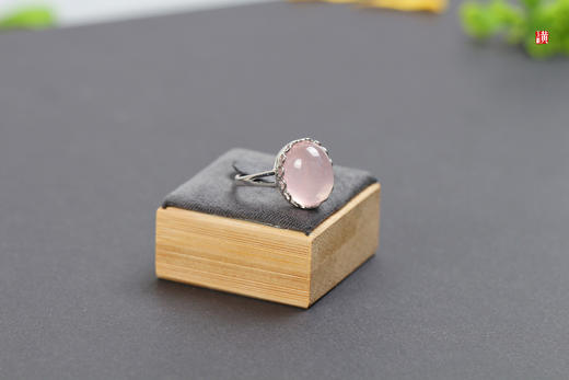 粉晶芙蓉石戒指【初桃】，925银镶 商品图3