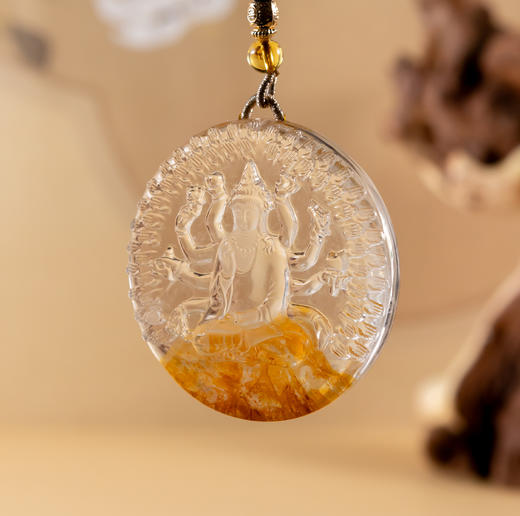 天然巴西黄礁花吊坠 商品图2