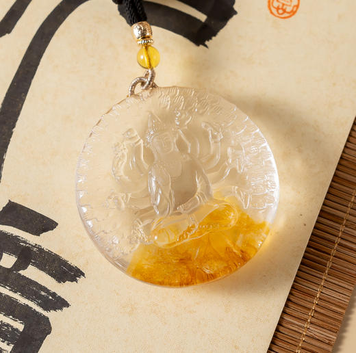 天然巴西黄礁花吊坠 商品图0