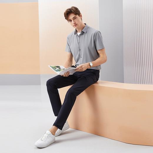 【高弹】柒牌短袖衬衫男士夏季2024新款条纹针织时尚休闲翻领衬衣	126A71500 商品图4