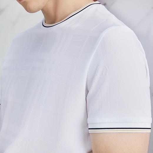 【高端系列】柒牌男装短袖T恤男士2024夏季新款格纹提花肌理体恤	126T72300 商品图2