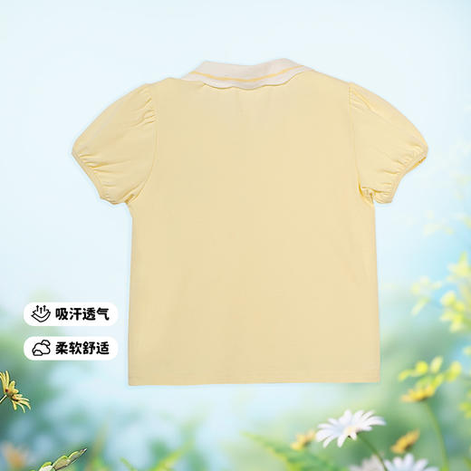 迪士尼【黛西IP】24夏新款女童网眼T恤透气短袖冰感花POLO上衣ZD2DS040 商品图1
