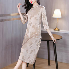NYL-7521新中式国风改良旗袍连衣裙夏季新款时尚洋气立领拼接中长裙