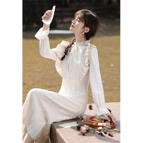 鹿向南《秋叶之舞》气质通勤针织连衣裙秋冬小众设计感中长裙女L330261