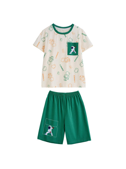 【单件6折/2件5折】【秀黛】男童圆领针织短袖套装儿童男童夏季睡衣家居服L2441005T【门店同款】 商品图8