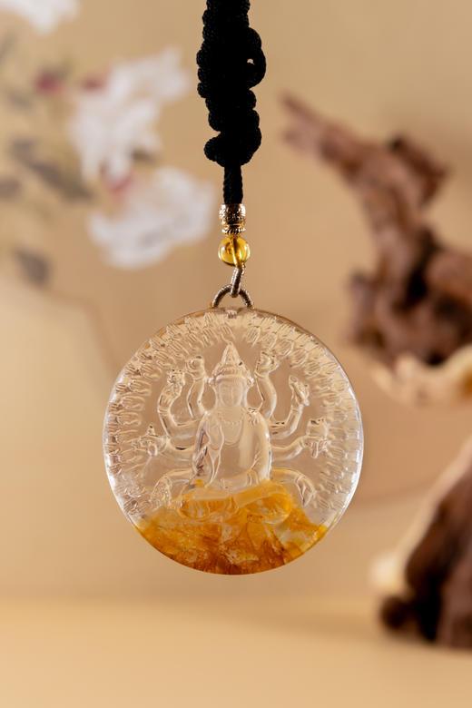 天然巴西黄礁花吊坠 商品图11