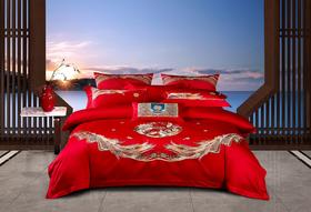 利路米家纺百支大红色绣花六件套--情定今生