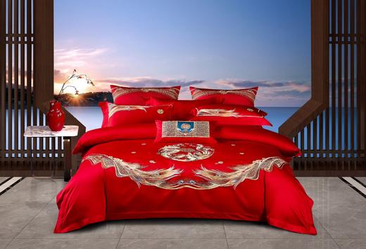 利路米家纺百支大红色绣花六件套--情定今生 商品图0